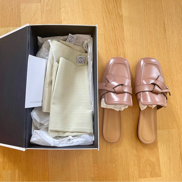 NEW LOEWE Gate Leather Flat Mules pink/dark blush/nude colour - Picture 3 of 7